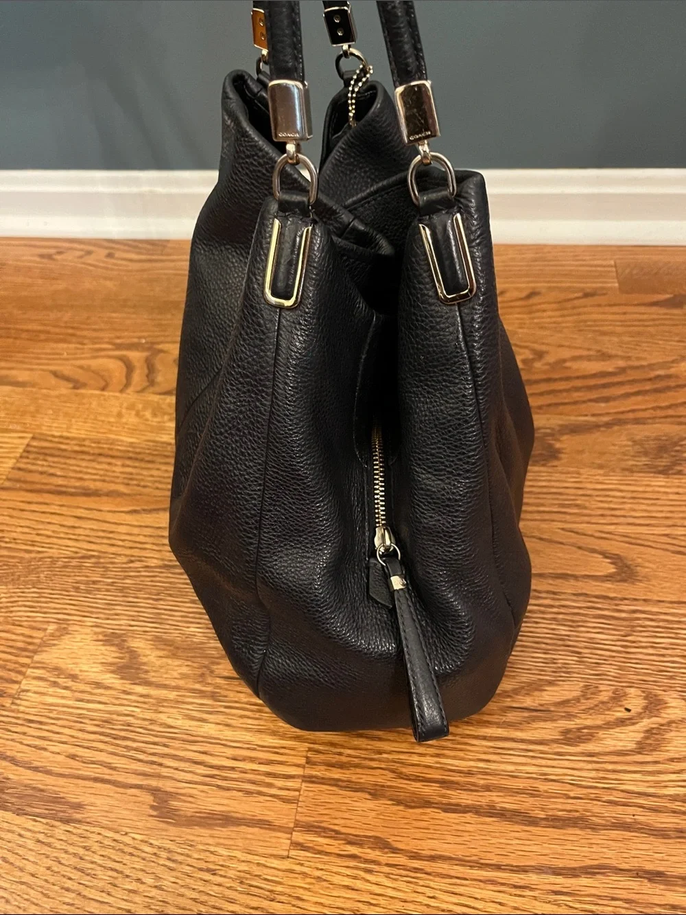 Coach Phoebe Shoulder Bag Dark Blue Pebbled Leather Handbag F34495 with COA